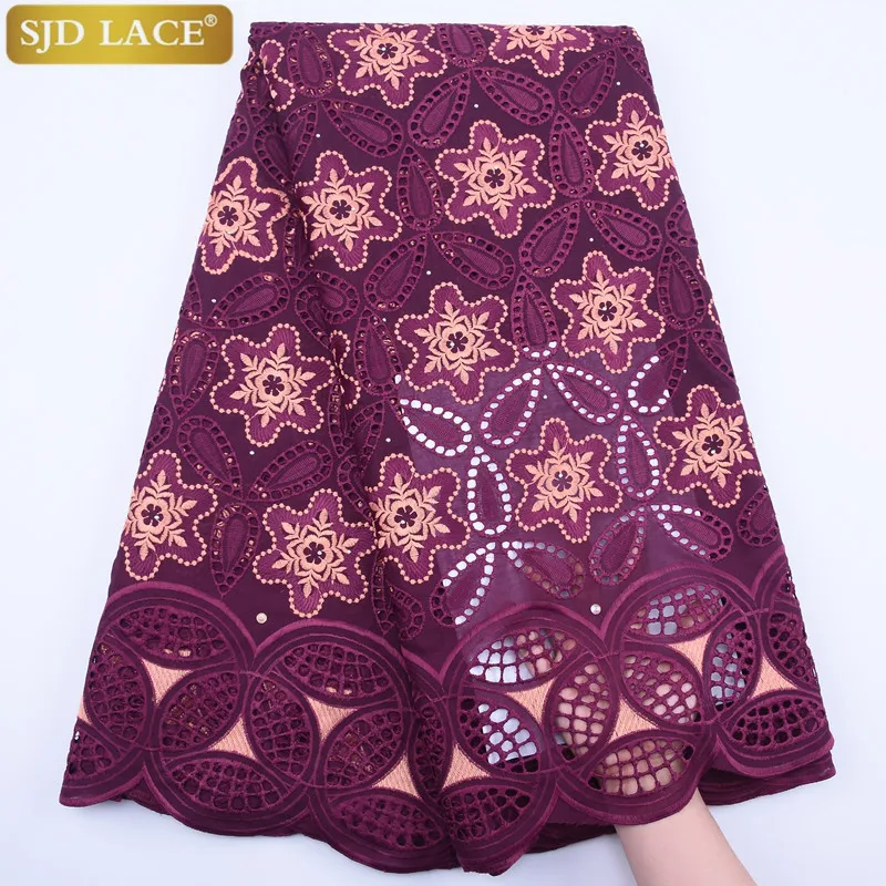 Кружево SJD новейшая африканская хлопчатобумажная кружевная ткань вышивка с