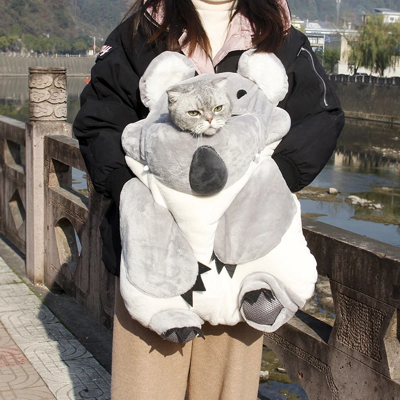 

Cat Carrier Cute Koala Pet Dog Carrier Bag Winter Warm Out Double Shoulder Portable Travel Backpack Outdoor Small Pet Front Bag