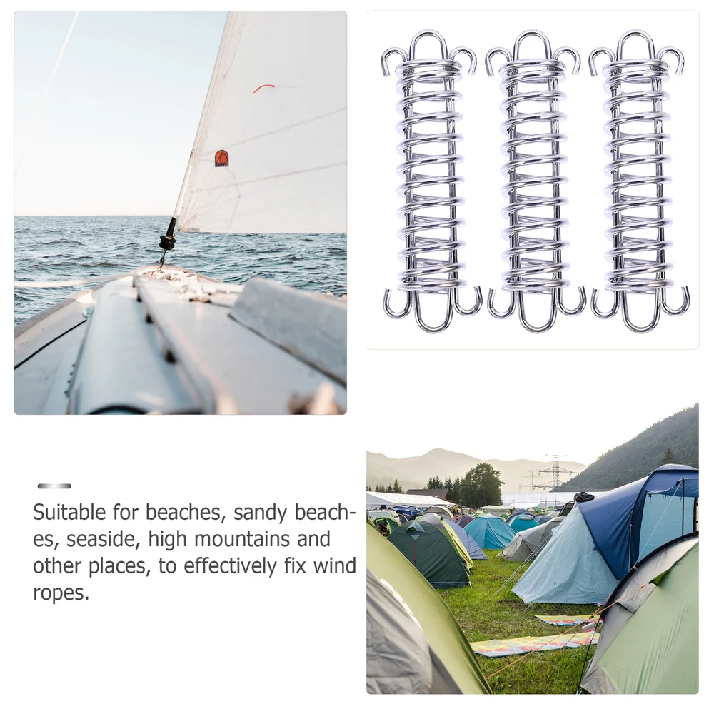 

3Pcs Tent Spring Buckles Steel Fixed Buckle Tent Wind Spring Hiking Accessories