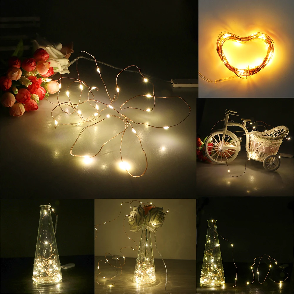 Copper Lamp Holiday String 1M LED Creative Color Battery Box of Series Mini Small Decorative Flexible Lights | Лампы и освещение