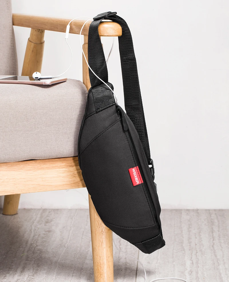 Waist Bag Casual Messenger Bag  Earphone Hole Lightweight Small Bag Sports Running Bag Waterproof Multi-Function Chest Bag