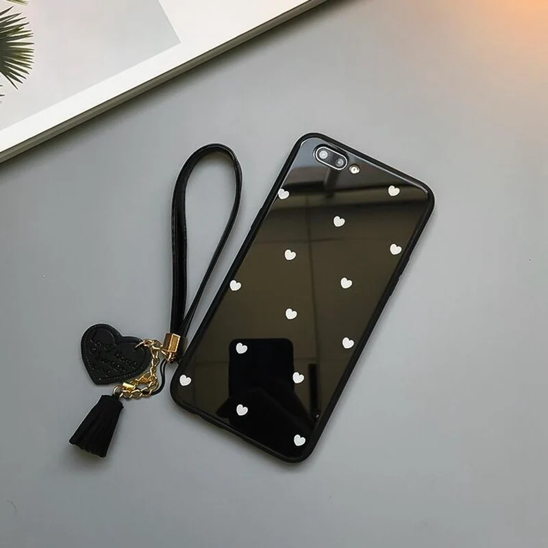 Чехол из закаленного стекла для iphone 6 s 8 plus 10 11pro жесткий чехол с милым сердечком XS