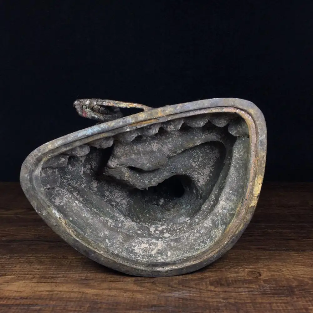 

Home Decor 10" Tibet Buddhism Temple Old Bronze Cinnabars Yellow God of Wealth Buddha Statue Zang La Sebo Esoteric Guardian