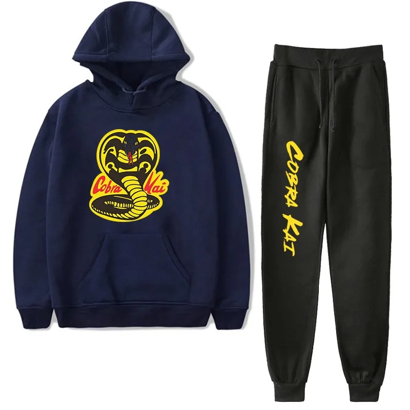 

Women Hodie Tracksuits Autumn Winter Thick Fleece Warm Solid Suit 2 Pieces Sets Female Casual Cobra Kai Hooded Sweatshirt Outfit
