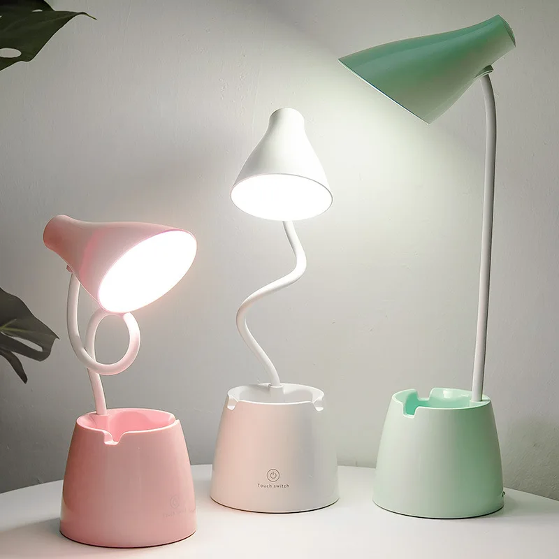 

Creative Charging Led Students Learn to Read Bedroom Bedside Table Lamp Touch Dimming Penholder Gift Customization