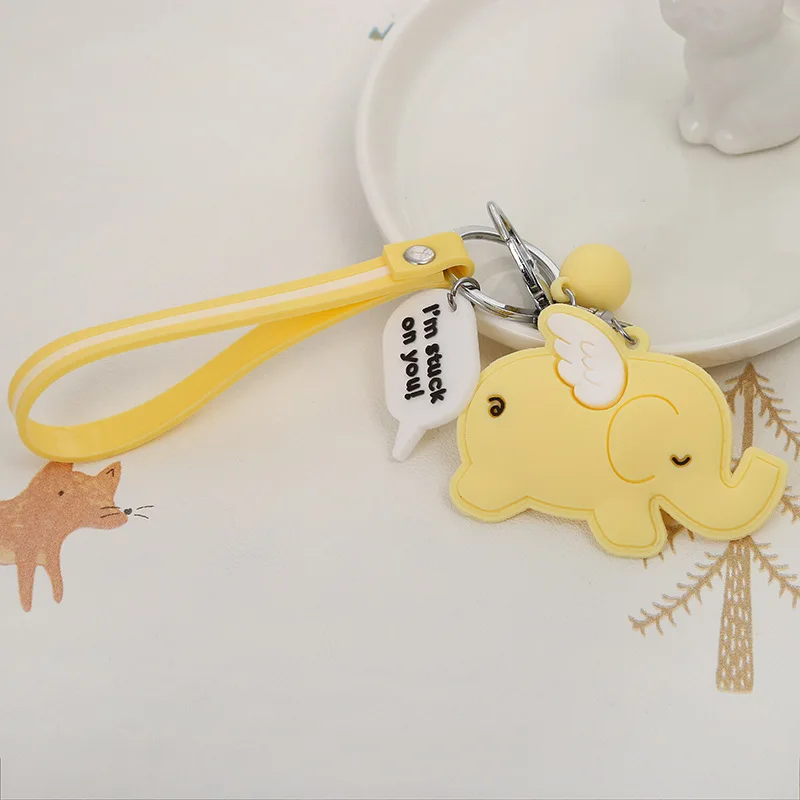 Новый стиль ПВХ мягкий брелок Модный милый слон с подвеской для сумки ключей