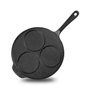 Чугунная сковорода с тремя отверстиями жареное яйцо без покрытия антипригарная