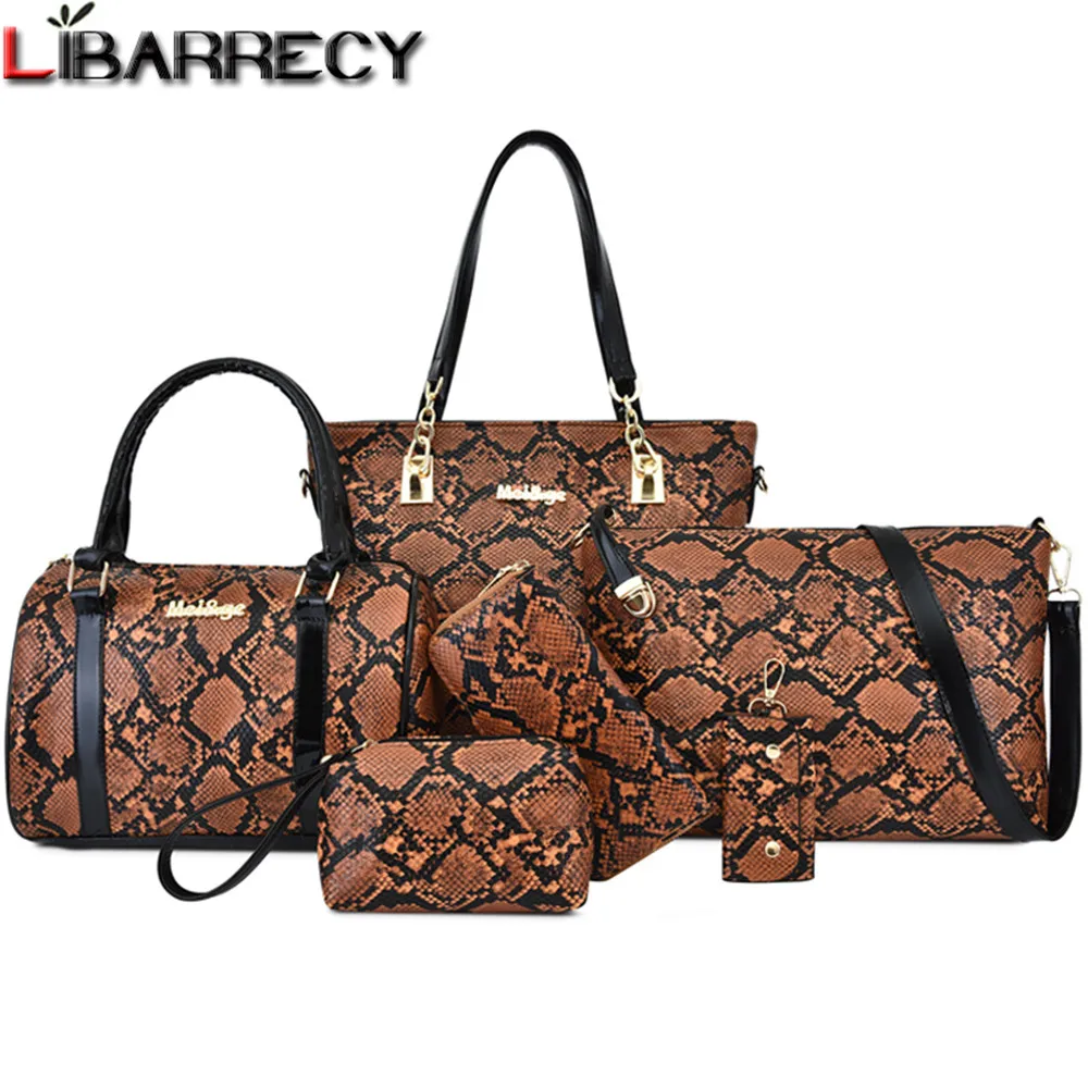 Женская сумка-тоут под змеиную кожу 6 комплектов |