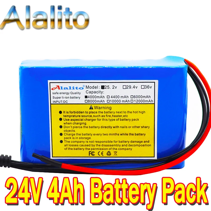 Высокая емкость 24V 4Ah 18650 литий ионный аккумулятор 25 2 v 4000mAh Электрический