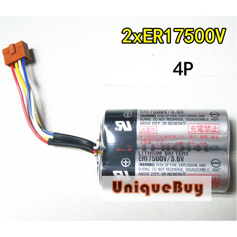 2pcs for Toshiba ER17500V Battery Pack 3.6V 5.4Ah with 4 Pin Brown Plug