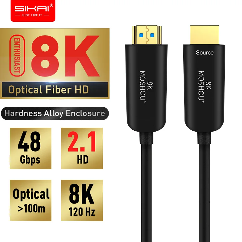 

Optical Fiber HDMI-compatible 2.1 Cable Ultra-HD (UHD) 8K Cable 120Hz 48Gbs with Audio Video MOSHOU HDR 4:4:4 Lossless amplifier