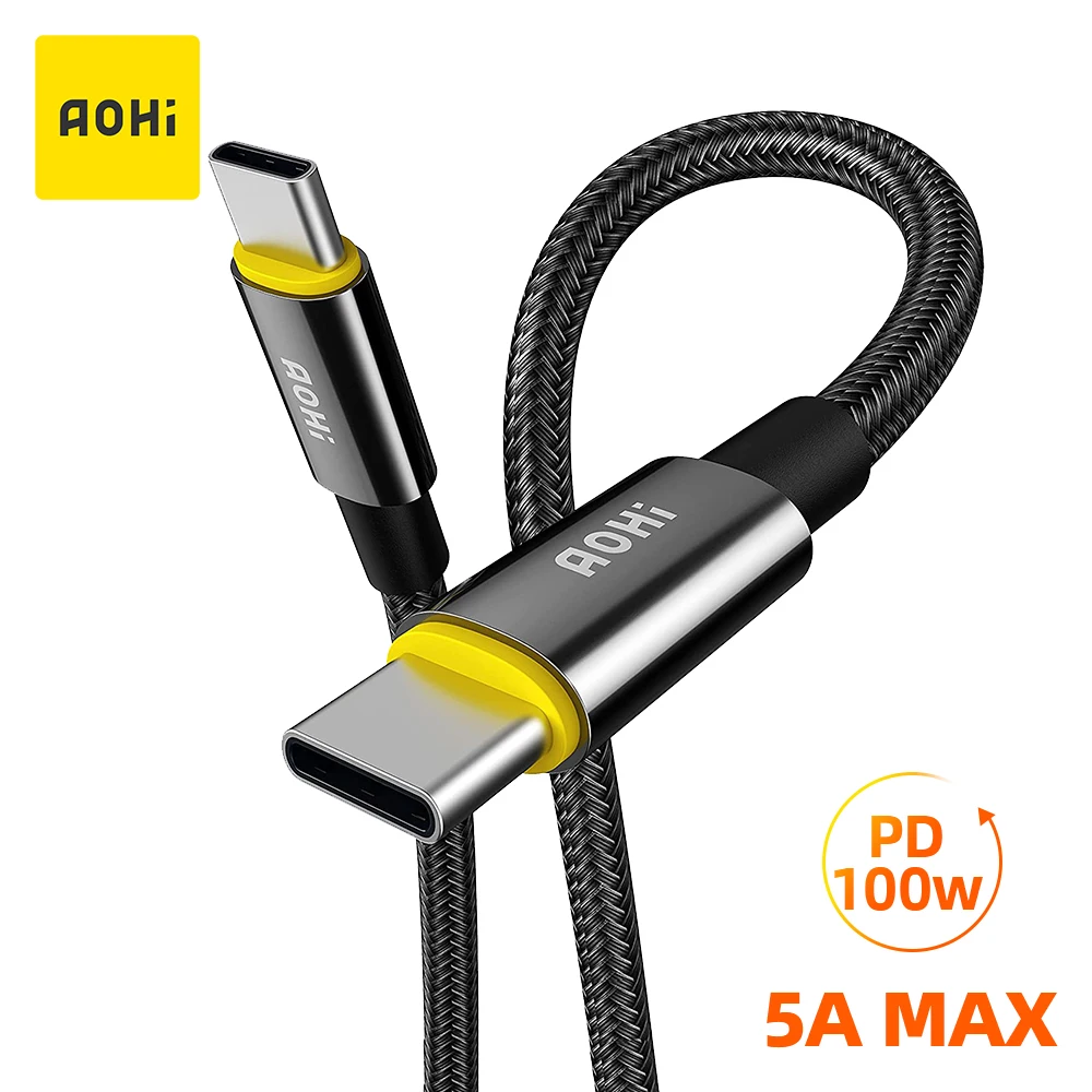 

AOHI USB Type C to Type C PD100W QC Fast Charging Cable for iPhone Macbook Samsung Huawei USB C to USB C 100W USB Type C Cable