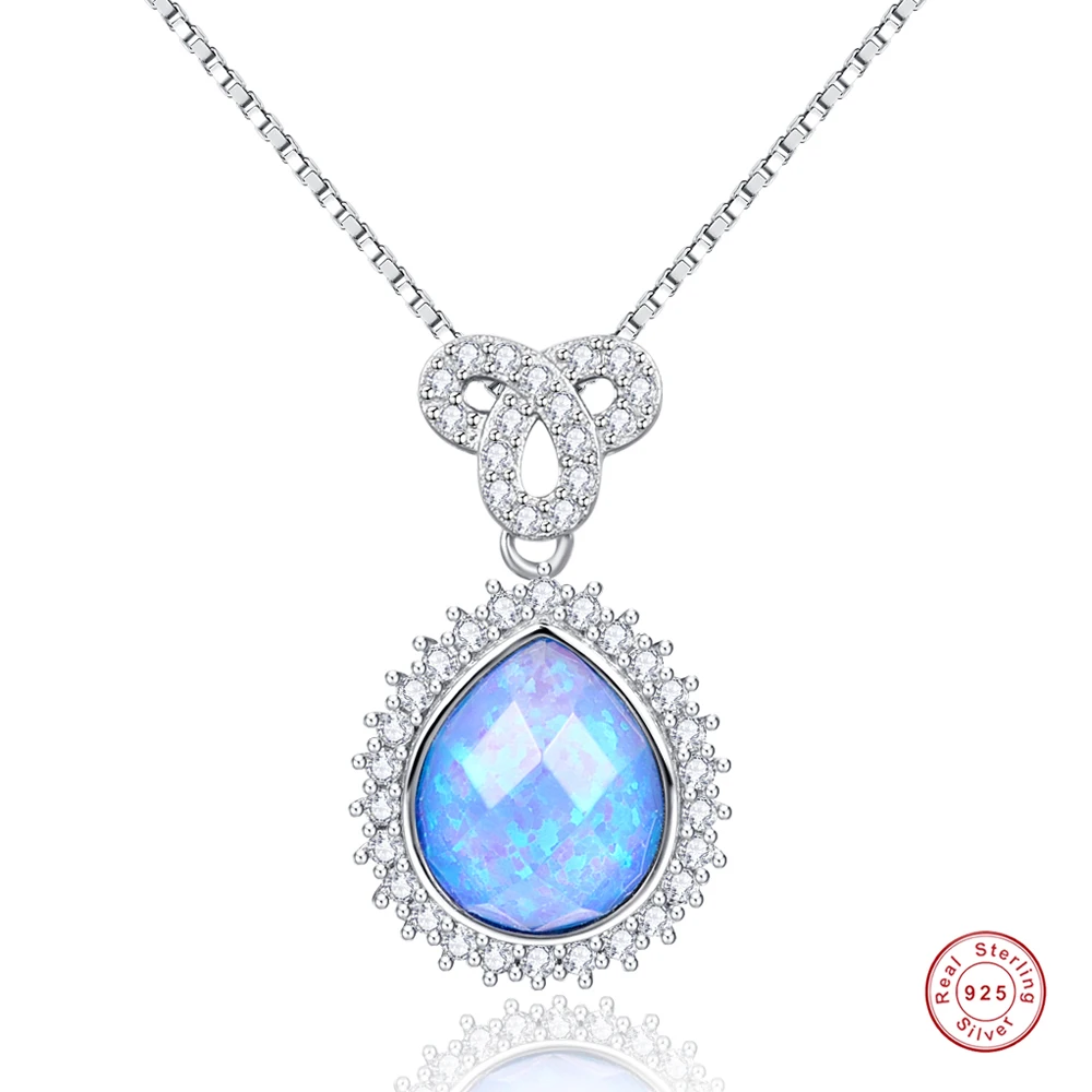 Женское ожерелье из серебра 925 пробы с опалом в форме капли 10*12 мм