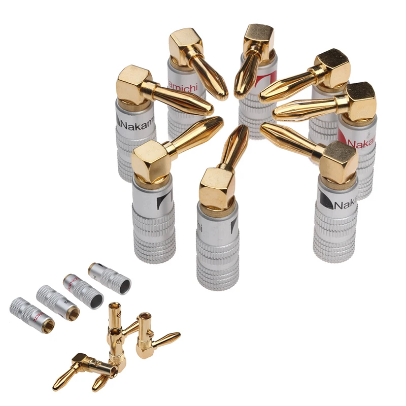 4 шт. Nakamichi штекер банана под прямым углом 90 градусов 4 мм позолоченный видео адаптер для динамиков аудио разъем разъемы типа «банан»