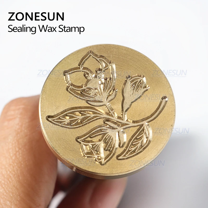 ZONESUN восковая печать штамп ботаническая латунные головки с деревянной ручкой