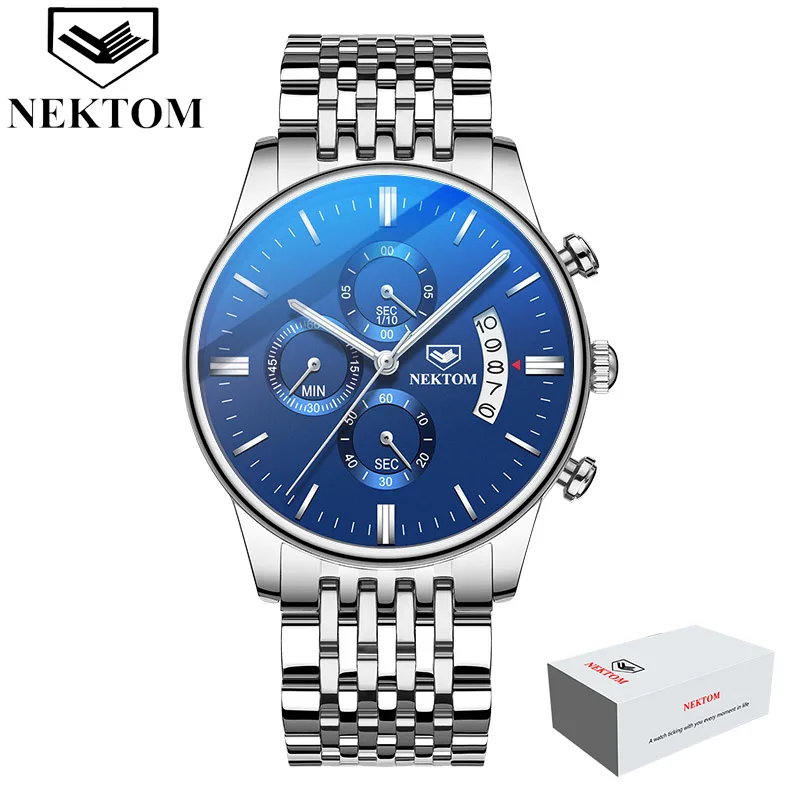C8(with box) Дропшиппинг Relogio Masculino роскошные Брендовые Часы для мужчин бизнес хронограф часы мужские водонепроницаемые кварцевые наручные часы - Цвет: C8(with box)