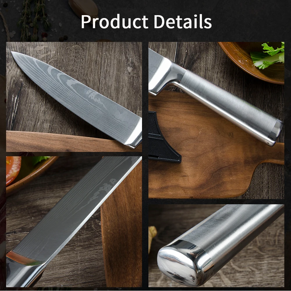 

XYj Kitchen Knives Set 7cr17 Stainless Steel Knives Fruit Utility Santoku Chef Slicing Bread Cooking Knife Gift Knife Covers