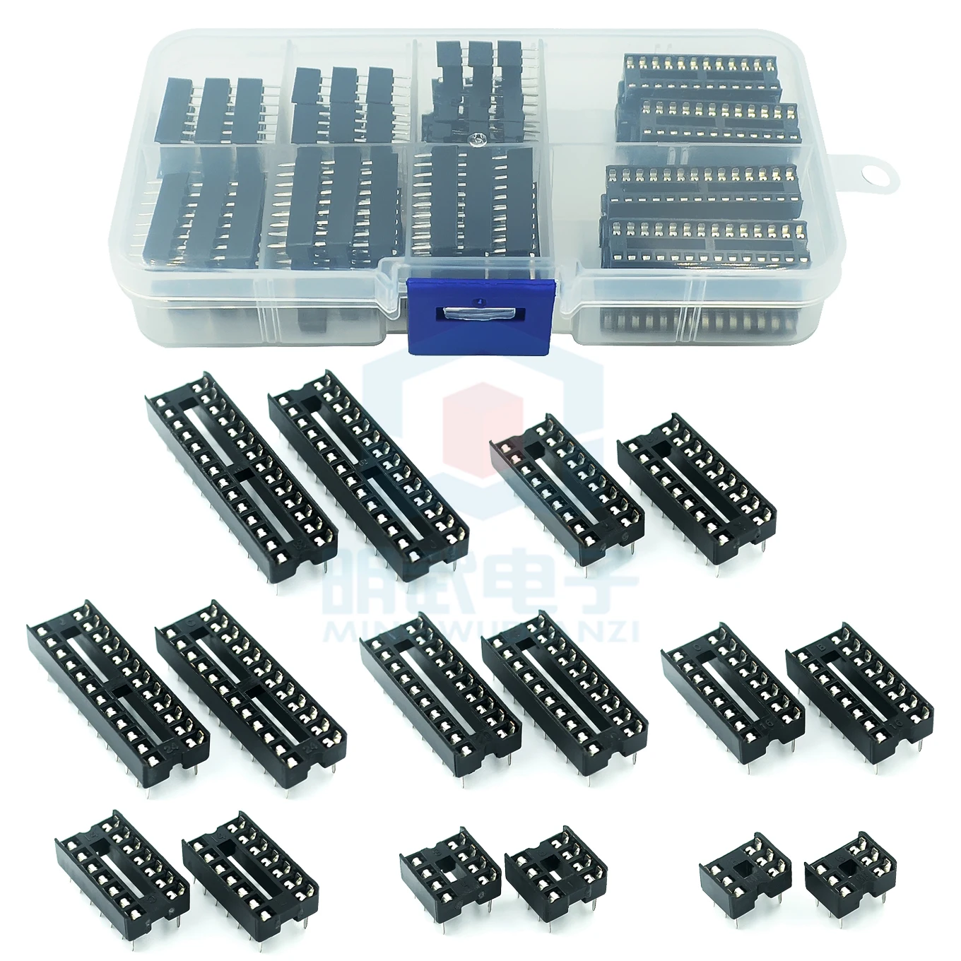 

66 шт. блок микроконтроллера IC socket chip base DIP-6/8/14/16/18/20/24/28 детали box 66P