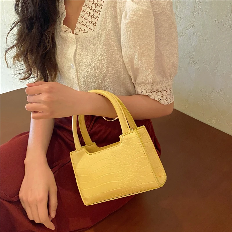 

Crocodile Pattern Women Top-handle Shoulder Bags Candy Color PU Leather Female Chain Small Crossbody Bags Fashion Ladies Purse