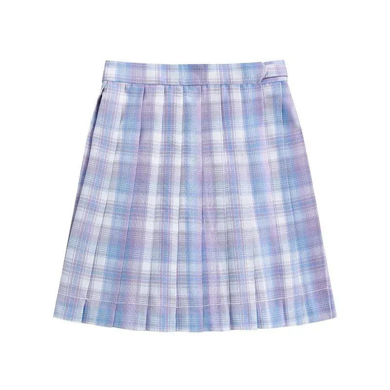 JK School Girl Uniform Pleated Skirts Japanese High Waist A-Line Plaid Skirt Sexy Uniforms for Woman Full set |