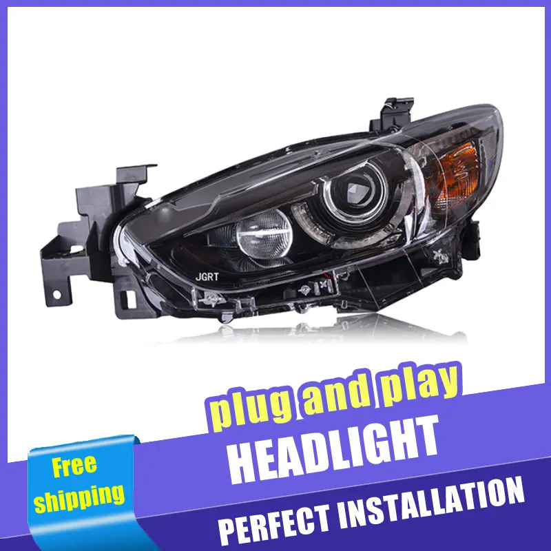 

2PCS Car Style LED headlights for Mazda 3 /Axela 14-16 for Axela head lamp LED DRL Lens Double Beam H7 HID Xenon bi xenon lens