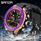 Часы наручные SANDA Мужские кварцевые, повседневные спортивные Водонепроницаемые многофункциональные цифровые в стиле милитари, для спорта на открытом воздухе