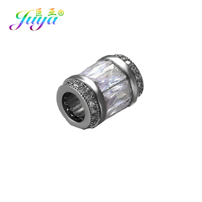 Juya DIY Металлические разделительные бусины поставки микро проложить Шампанское Циркон Шарм с большим отверстием бусины для ручной работы Натуральное изготовление каменных ювелирных изделий - Цвет: Metal Black