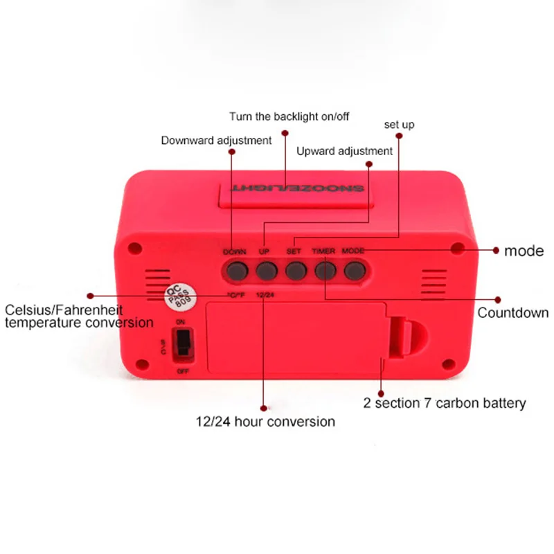 DIDIHOU Настольные Цифровые часы с будильником управление звуком подсветка 12/24 H