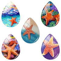 tafree 18x25mm sea food starfish in beach art image design 2020 new hot glass jewelry findings tear drop charms accessories hx01