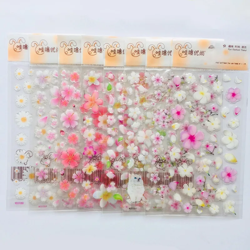 

1 Sheet Cute Romantic Flowers Daisy Sakura Crystal DIY Stickers Decorative Scrapbooking Diary Album Stick Label Student Supply
