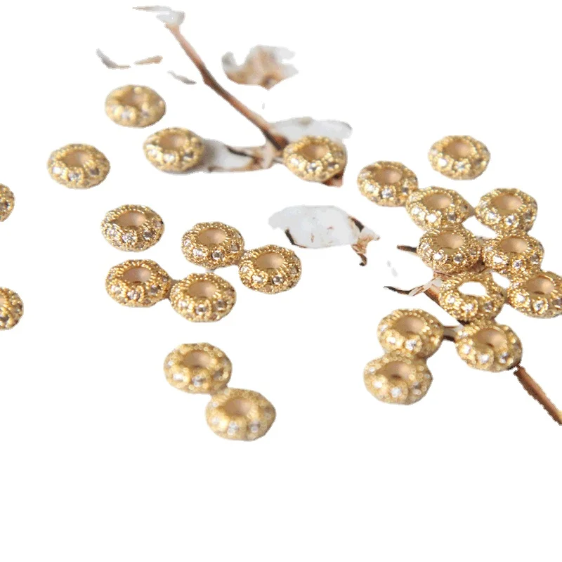 Регулируемые бусины из циркония с медным покрытием 18 К инкрустированные