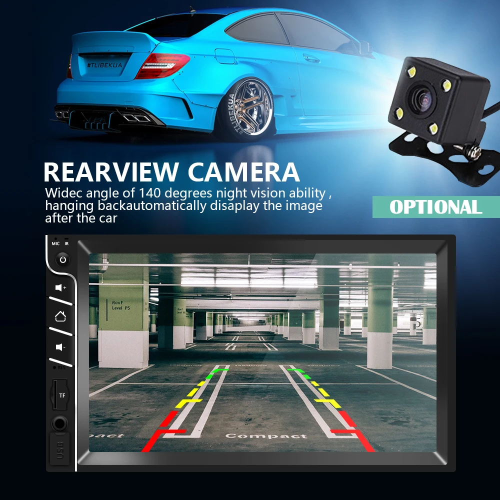 Автомагнитола AMPrime 2din 7 дюймов Mirrorlink Android радио 2DIN Bluetooth FM USB AUX SD мультимедиа MP5