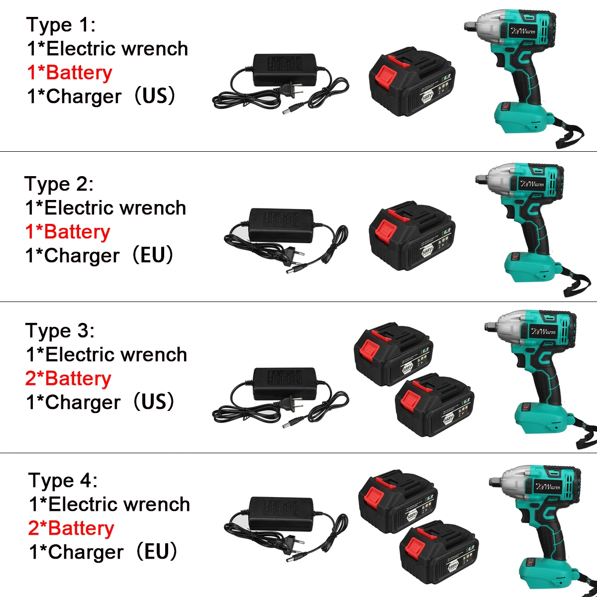 588VF 2000N.M Brushless Cordless Electric Impact Wrench 1/2 Inch Power Tools 2Pcs High Capacity Battery For Makita 18V Batterry |