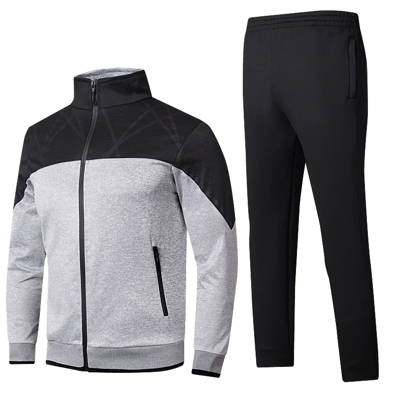

Tracksuits Men Casual Sportswear Set 2 Piece Suit Jacket + Pants Patchwork Clothing Asian Size L-4XL Male New Spring Autumn Suit
