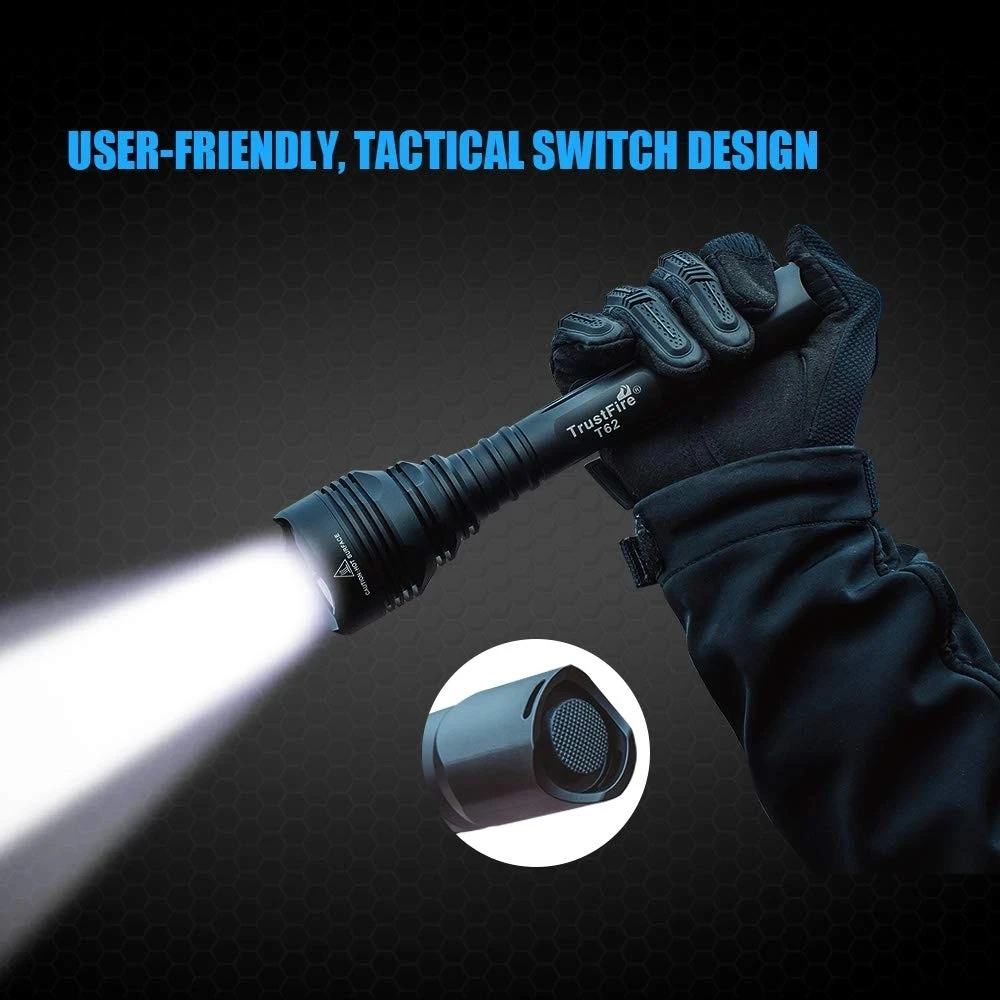 

Trustfire T62 Powerful Flashligt Tactical Light LED XHP70 Waterproof IPX8 Lamp Ultra Brigh Outdoor Defensa Personal Hunting