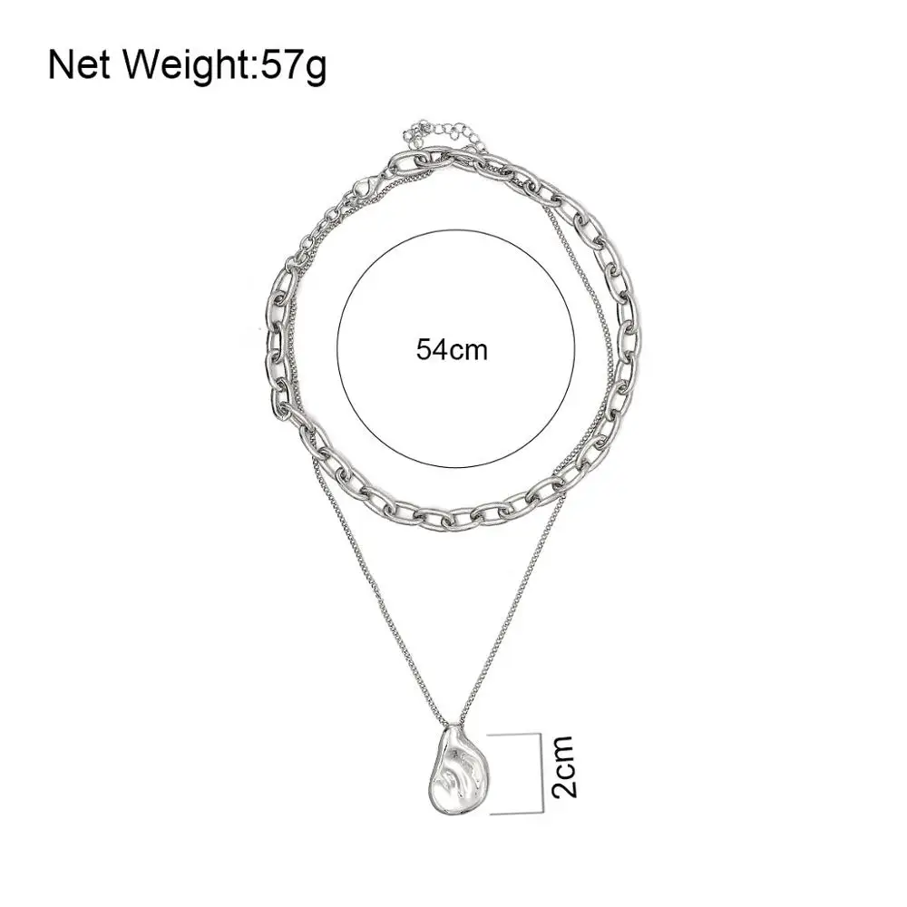 

Lifefontier Trendy Gold Chain Choker Double Layered Necklaces For Women Vintage Geometric Coin Pendant Necklace Mujer Jewelry