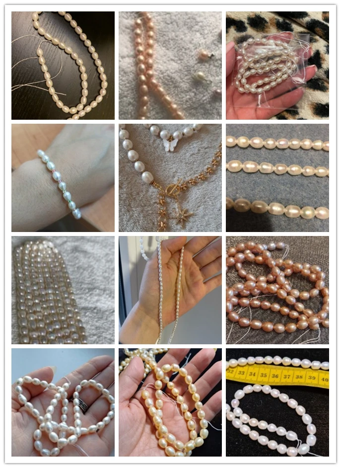 Бусины Из Натурального пресноводного культивированного жемчуга в форме риса 100%