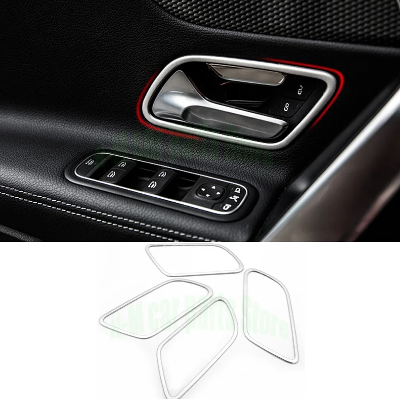 

For Mercedes Benz A Class W177 A180 A200 A220 A250 2019+ Stainless Steel Car Inner Door Handle Trim Frame Stickers Accessories