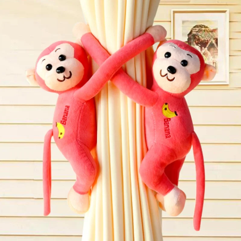 2 шт./компл. занавеска с рисунком обезьяны окошком мягкая плюшевая кукла милая