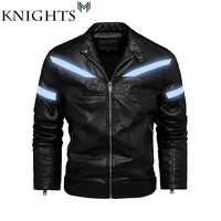 2021 new mens autumn and winter coat leather jacket motorcycle style male casual jackets for men warm overcoat reflective l 3xl