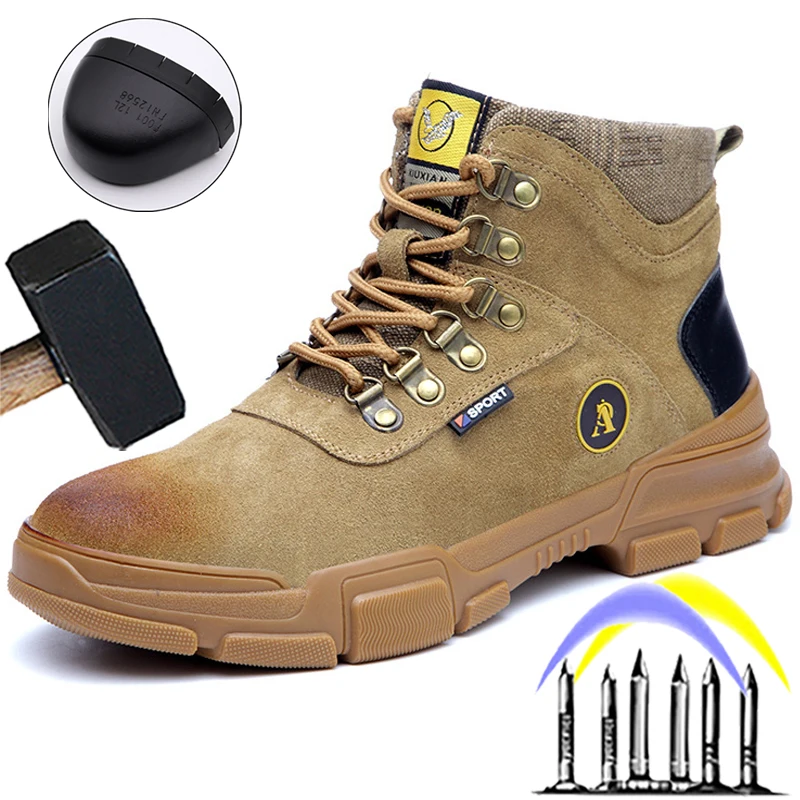 

Прочные рабочие защитные ботинки, Мужская Рабочая обувь со стальным носком, ботинки мартинсы, рабочая сварочная обувь, непрокалываемые муж...