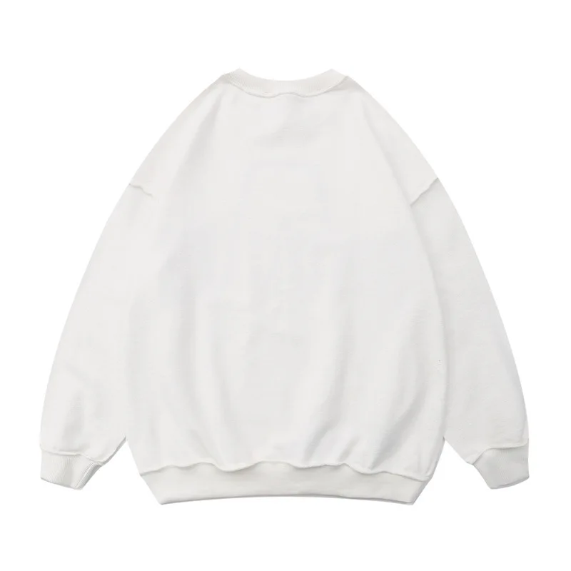 

Japanese Vintage Contracted Letter Printing Pullover Ins Round Collar Men Women Hip-Hop Popular Streetwear Loose Casual Fleece