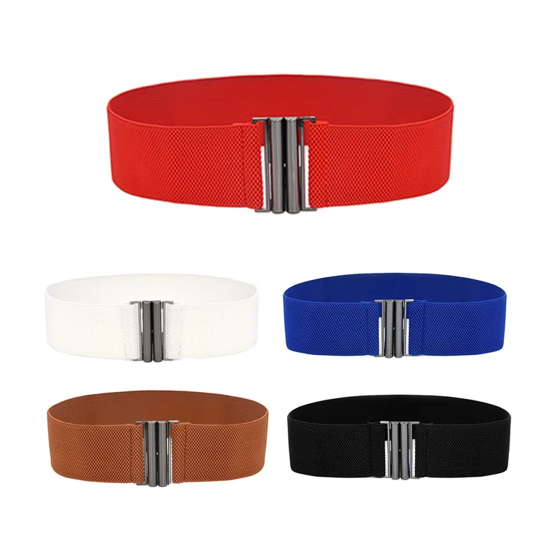 

1PC Womens Lady Elastic Cinch Belt Wide Stretch Waist Band Clasp Buckle