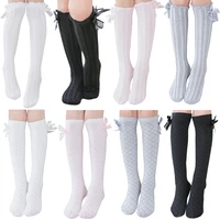 8pcs girls knee socks cotton sweet bow overknee tights children school thread stockings under dress wear gifts for kids ladies