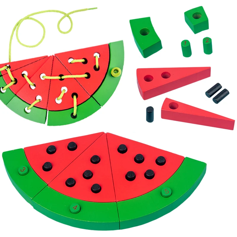 

Watermelon Threading Toys Kids Stringing Montessori Logic Concentration Fine Motor Training Games Educational Toys For Children