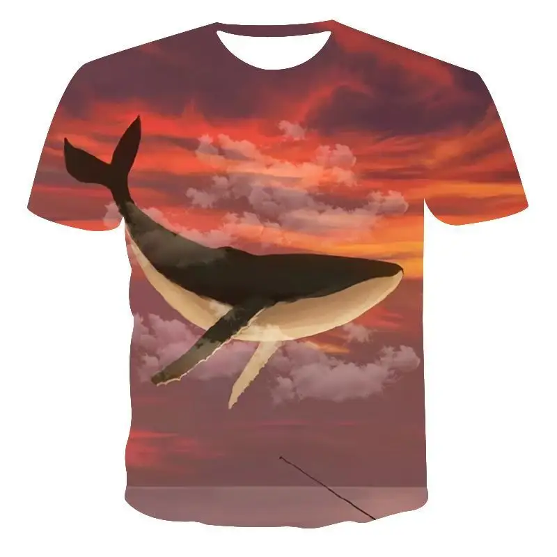 

New Product T -Shirt Men High Quality Men 'S T -Shirt Ladies Whale Oil Painting 3d Printing Men 'S T -Shirt
