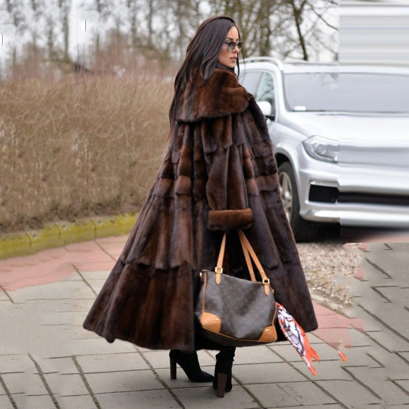 TOPFUR New Luxurious Real Mink Fur Coat Women Natural Real Fur Outwear With Belt Genuine Mink Fur Jacket Plus Size Solid