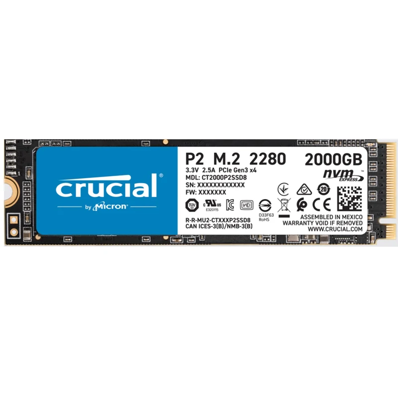 SSD-накопитель Crucial P2 500 Гб ТБ PCIe Gen3x4 M.2 2280 | Компьютеры и офис