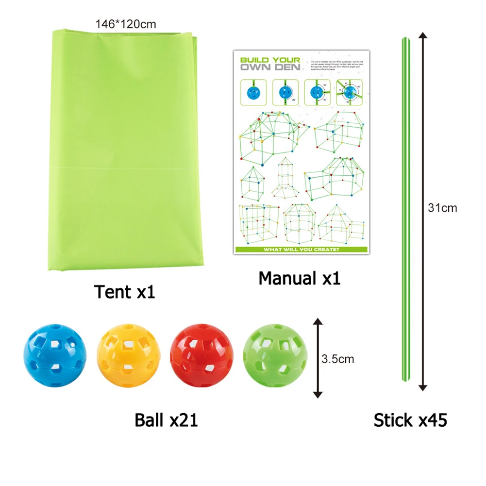 

DIY Inserted Beads Tent Construction Play House Toys Funny Creative DIY Assembly Castle Set Building Block for Boys Girls