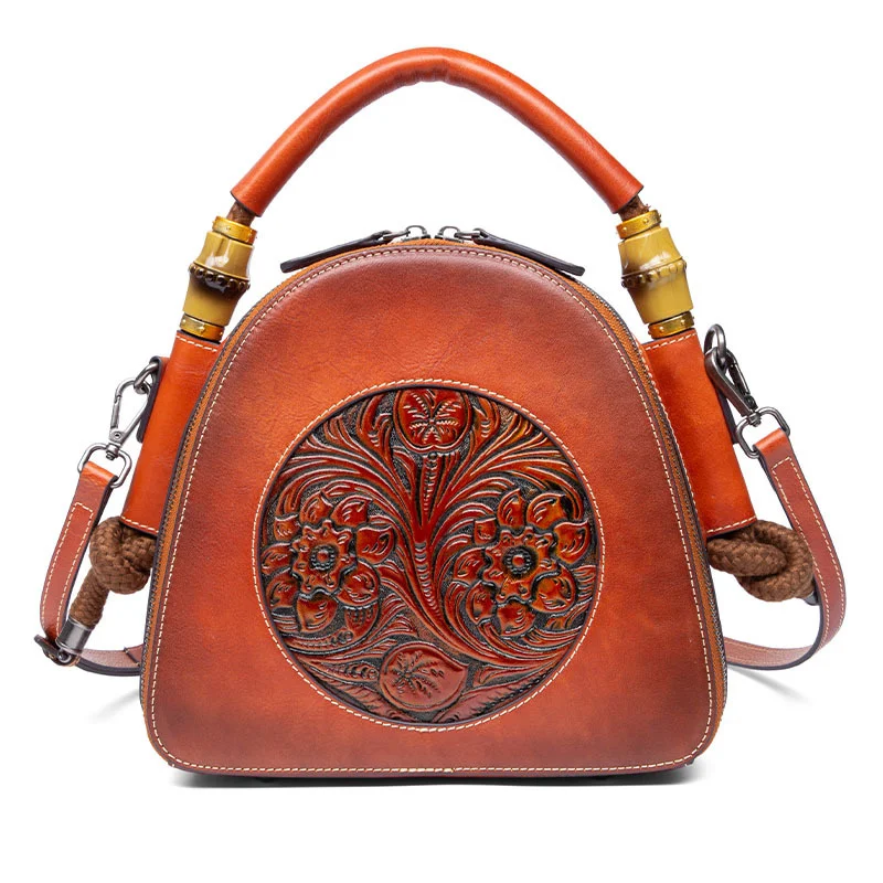 

Leather women's bag top leather women's elegant handbag shoulder bag hand painted postman bag